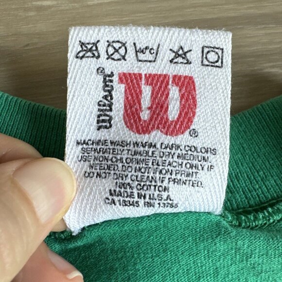 Wilson Shirt Green Cotton Athletic Crew Neck Made In USA 90s Vintage Mens XL - Picture 3 of 9